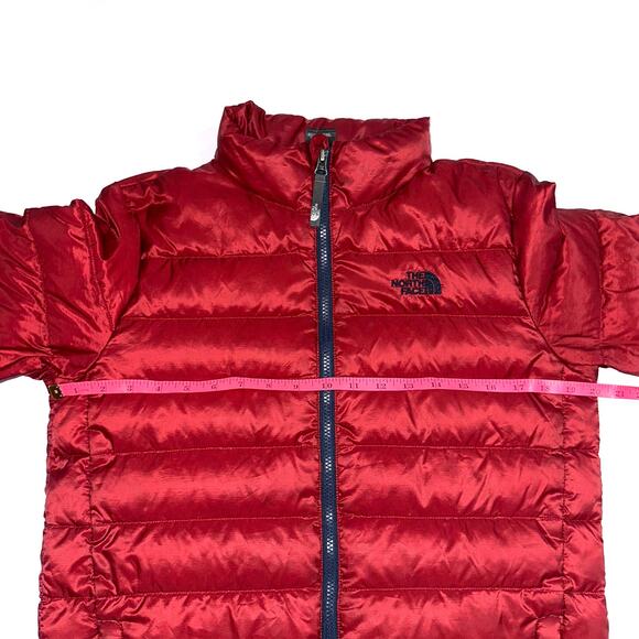 TNF The North Face Boys Red 550 Goose Down Full Zip Puffer Coat Jacket Size XL - Picture 12 of 16